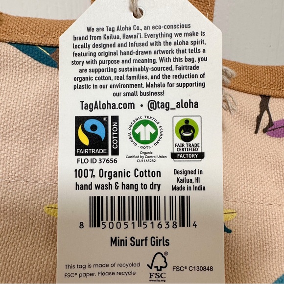 Whole Foods Hawai‘i Tag Aloha Mini Surf Girls Organic Canvas Tote - Picture 6 of 6